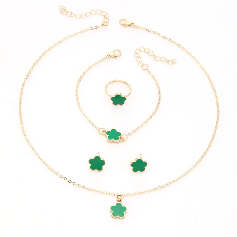 Luxury Flower Earrings, Necklace and Ring Set