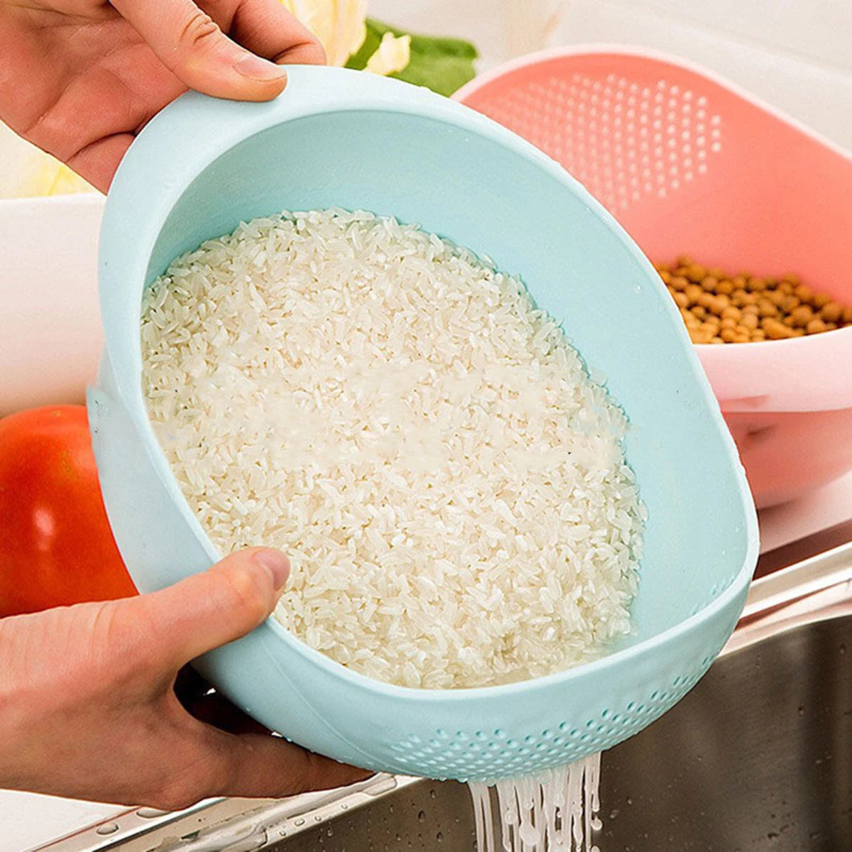 Multipurpose Rice Fruit Vegetable Draining Basket