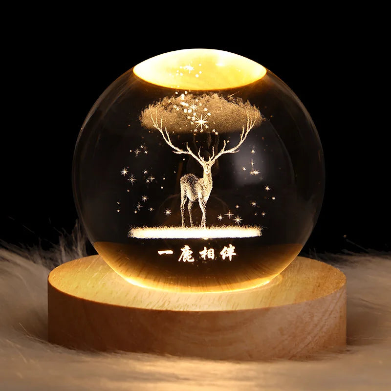 3D Crystal Ball Moon Planet Galaxy USB LED Lamp