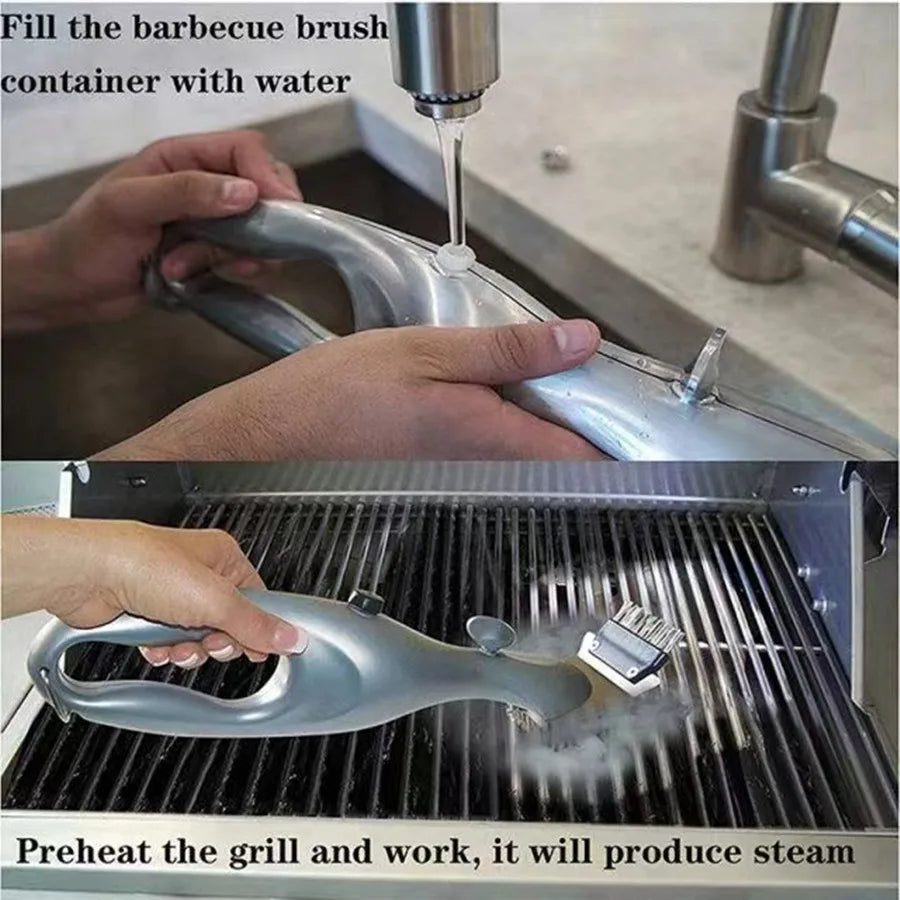 Steam cleaning brush, barbecue cleaner suitable for scraping charcoal,